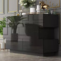 Famapy Glossy Chest of Drawers Polished 6 Drawer Dresser Modern & Contemporary Style Black