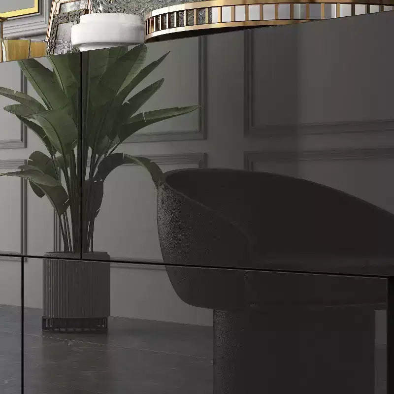 Glossy 6 Drawer Dresser Modern & Contemporary Style Black