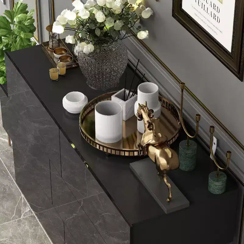 Glossy 6 Drawer Dresser Modern & Contemporary Style Black