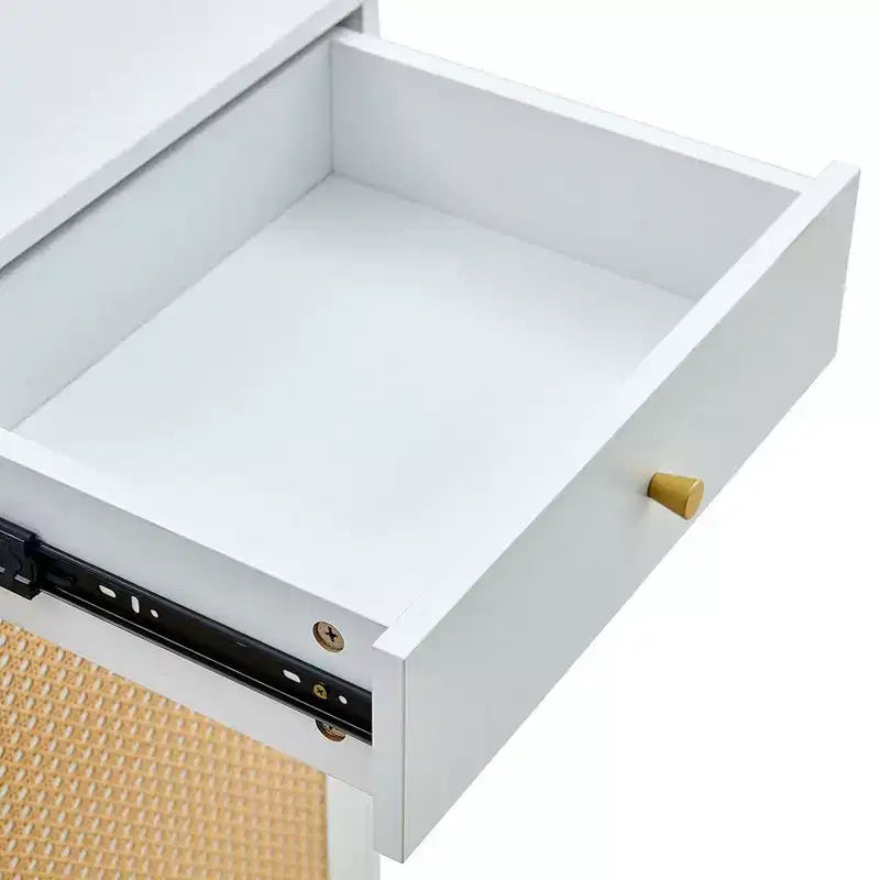 Modern Rattan Shoe Cabinet with 2 Doors and 2 Drawers Minimalist Storage Cabinet Shoe Organizer for Entryway, Corridors and Living Rooms