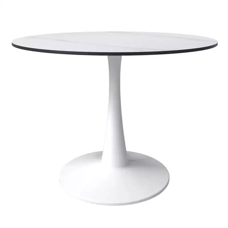 40" Round Dining Table Sintered Stone Top & Steel Pedestal Base