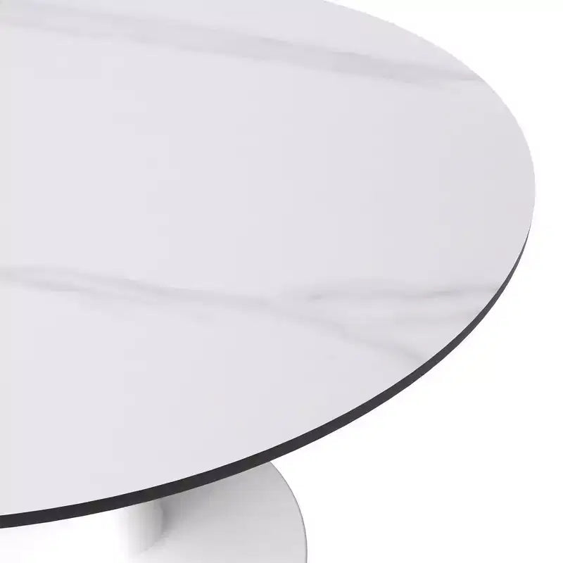 40" Round Dining Table Sintered Stone Top & Steel Pedestal Base