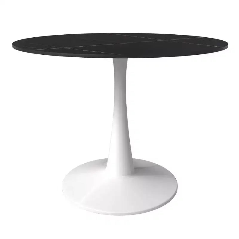 40" Round Dining Table Sintered Stone Top & Steel Pedestal Base