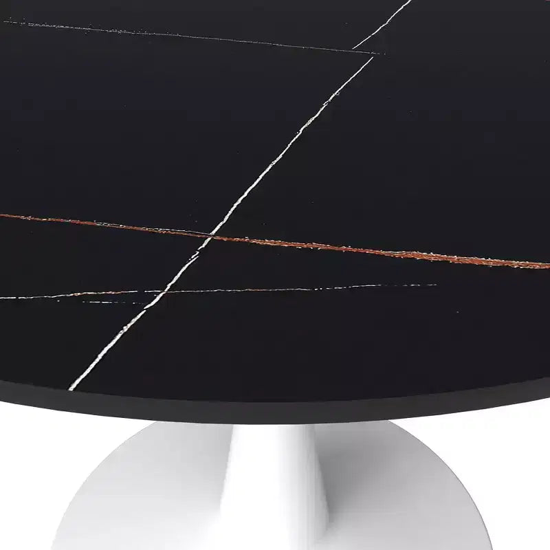 40" Round Dining Table Sintered Stone Top & Steel Pedestal Base