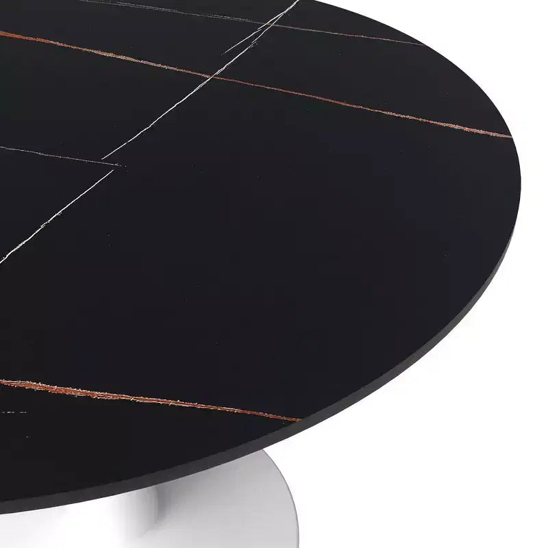 40" Round Dining Table Sintered Stone Top & Steel Pedestal Base