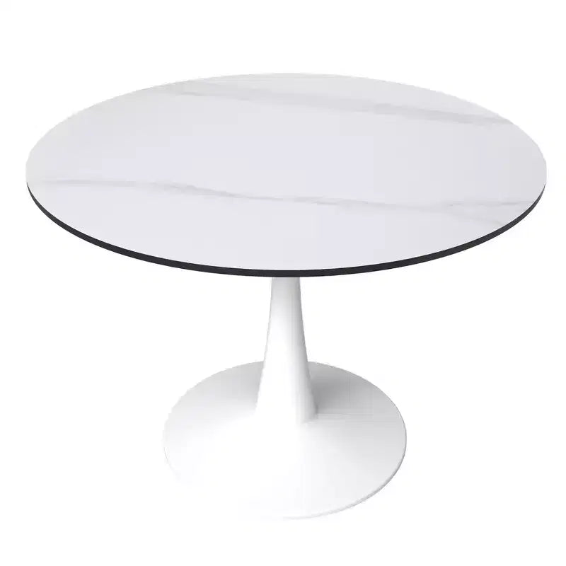 40" Round Dining Table Sintered Stone Top & Steel Pedestal Base