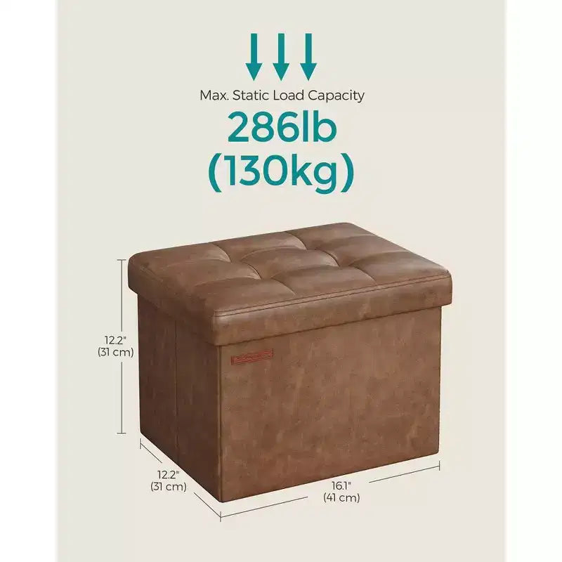 Folding Storage Ottoman Foot Rest Stool 286 lb Capacity