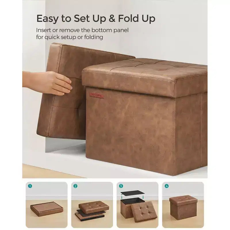 Folding Storage Ottoman Foot Rest Stool 286 lb Capacity