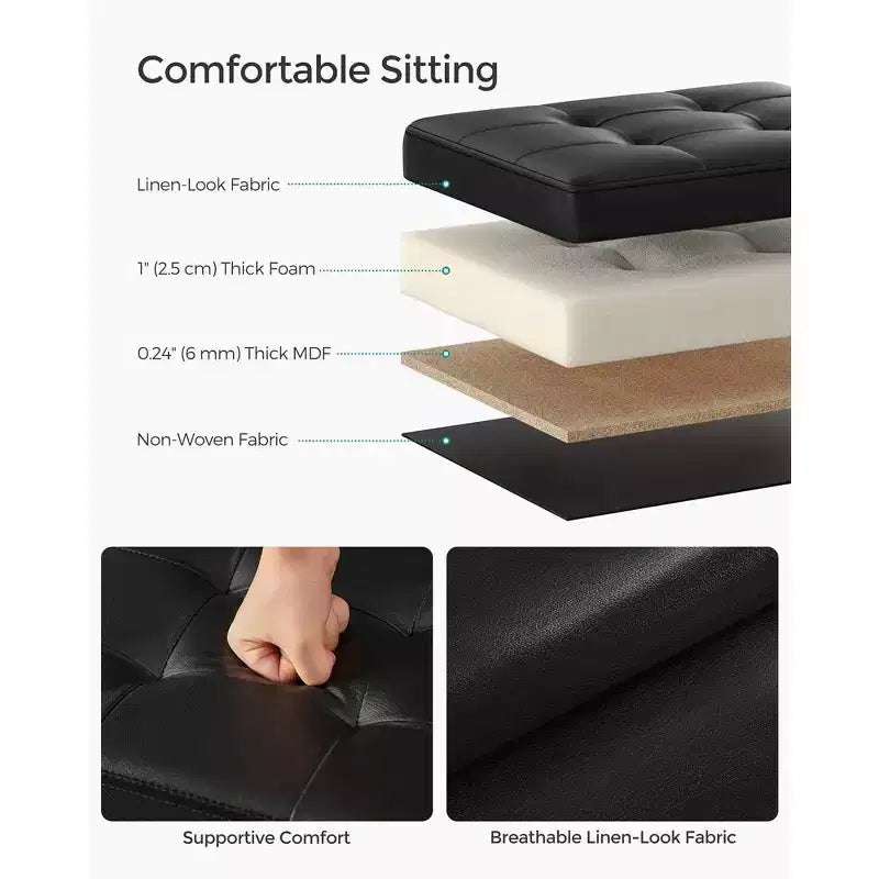 Folding Storage Ottoman Foot Rest Stool 286 lb Capacity