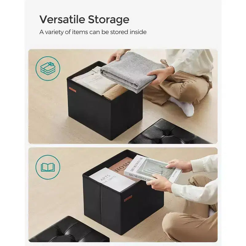 Folding Storage Ottoman Foot Rest Stool 286 lb Capacity