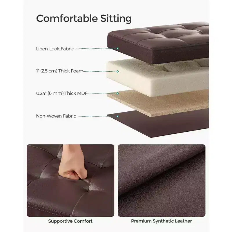 Folding Storage Ottoman Foot Rest Stool 286 lb Capacity