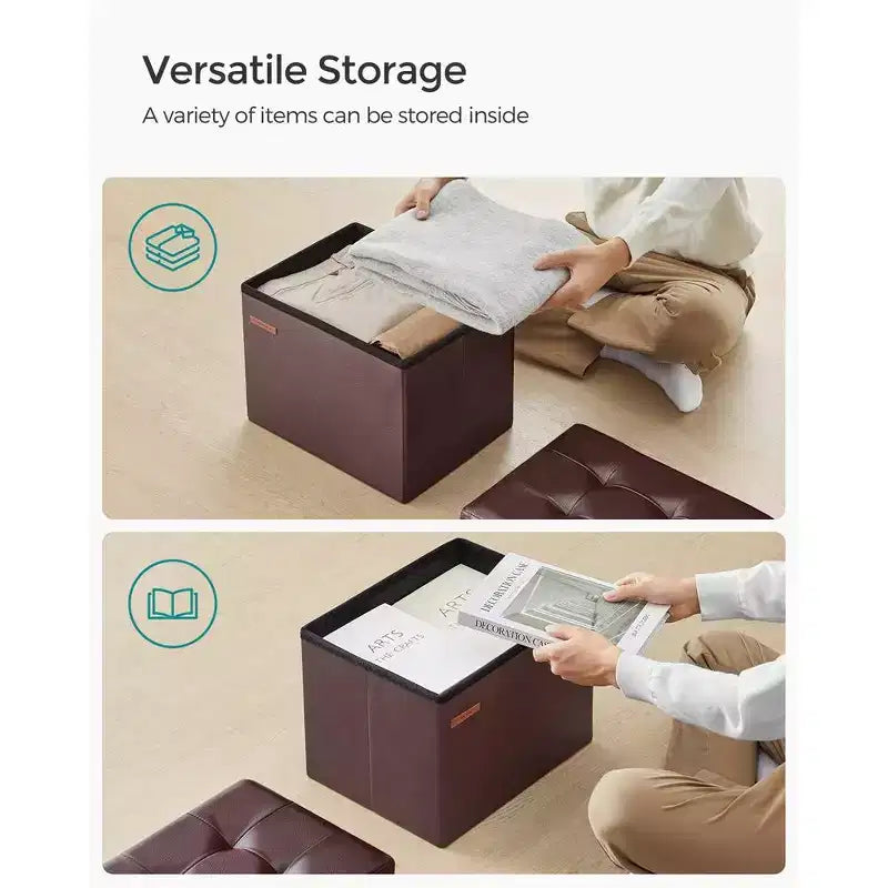 Folding Storage Ottoman Foot Rest Stool 286 lb Capacity