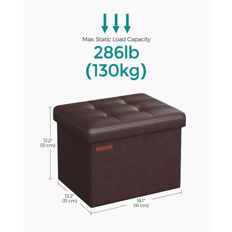 Folding Storage Ottoman Foot Rest Stool 286 lb Capacity