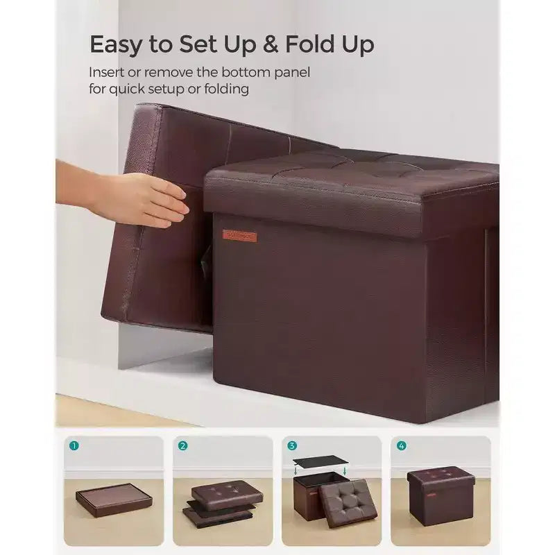 Folding Storage Ottoman Foot Rest Stool 286 lb Capacity