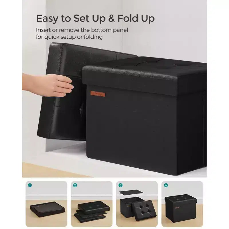 Folding Storage Ottoman Foot Rest Stool 286 lb Capacity