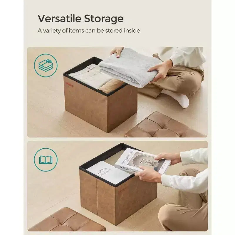Folding Storage Ottoman Foot Rest Stool 286 lb Capacity