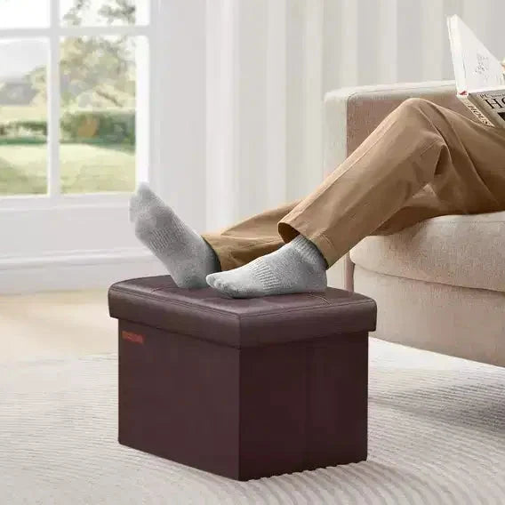 SONGMICS Folding Storage Ottoman Foot Rest Stool Footrest 286 lb Capacity for Living Room Bedroom