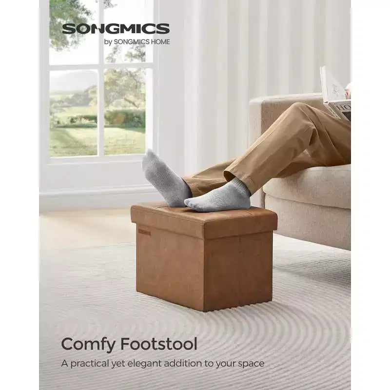 Folding Storage Ottoman Foot Rest Stool 286 lb Capacity