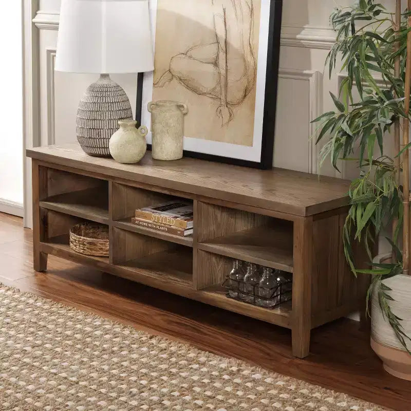 6-Shelf Media Stand - Oak
