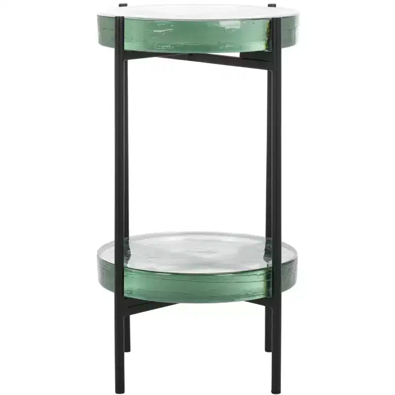 Noham Glass Side Table - ACC5502A - Clear/Black - Safavieh