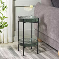 Round Glass Side Table - Clear/Black