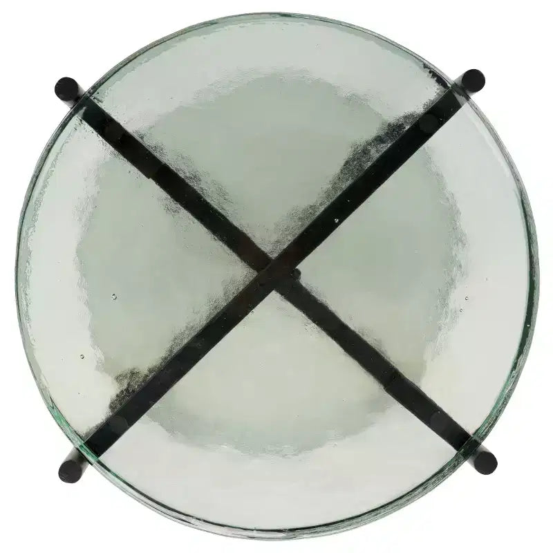 Round Glass Side Table - Clear/Black