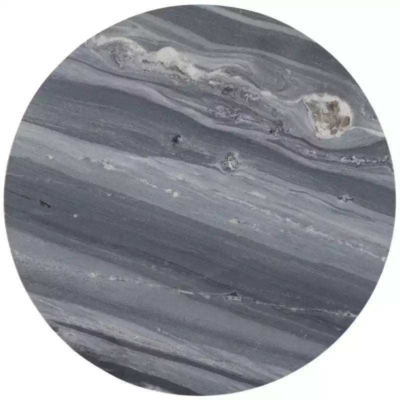 Round Accent Table - Grey Marble/Black