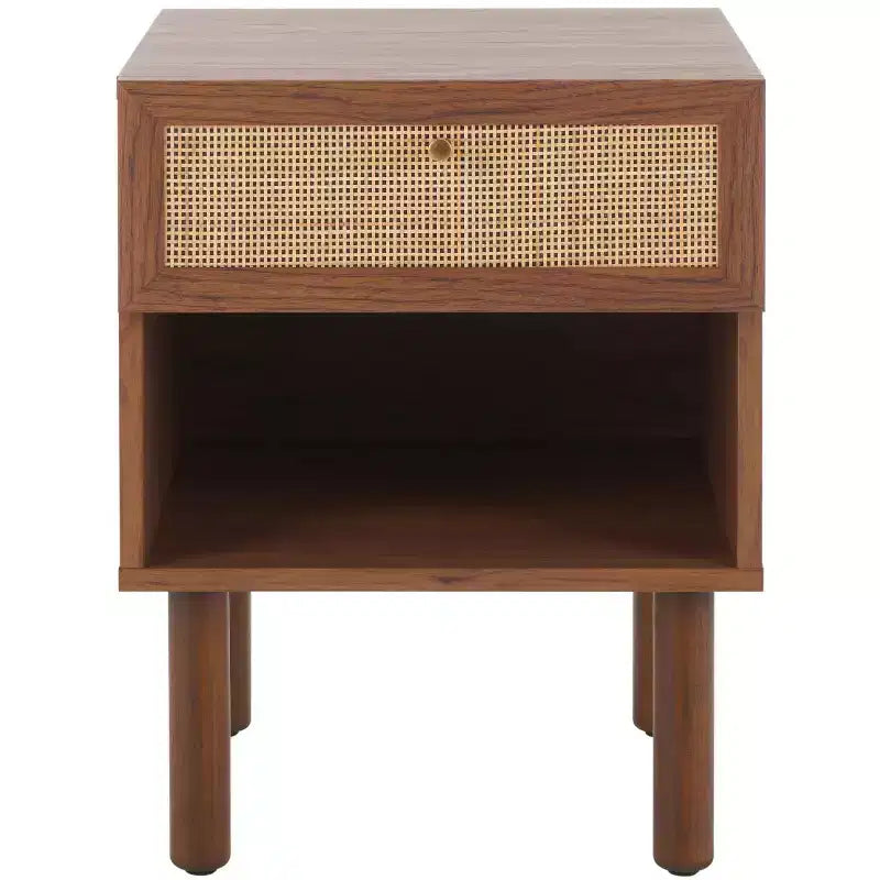 Silvanna Nightstand - NST9601A - Walnut/Natural - Safavieh