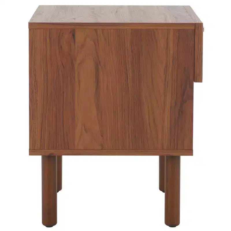 Walnut Natural Nightstand with Drawer and Open Shelf