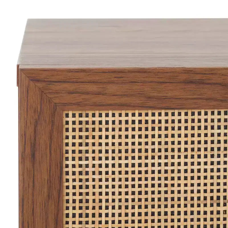 Walnut Natural Nightstand with Drawer and Open Shelf