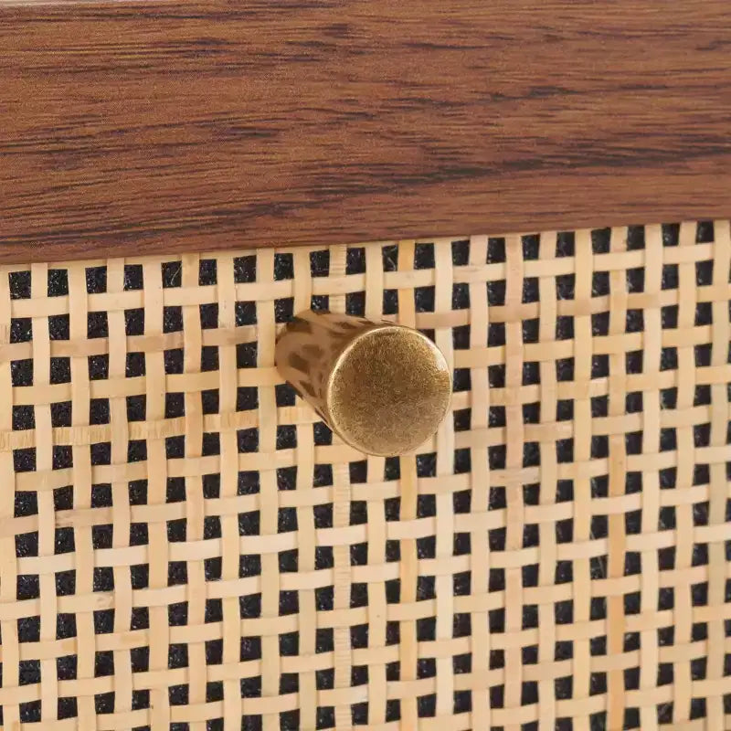 Walnut Natural Nightstand with Drawer and Open Shelf