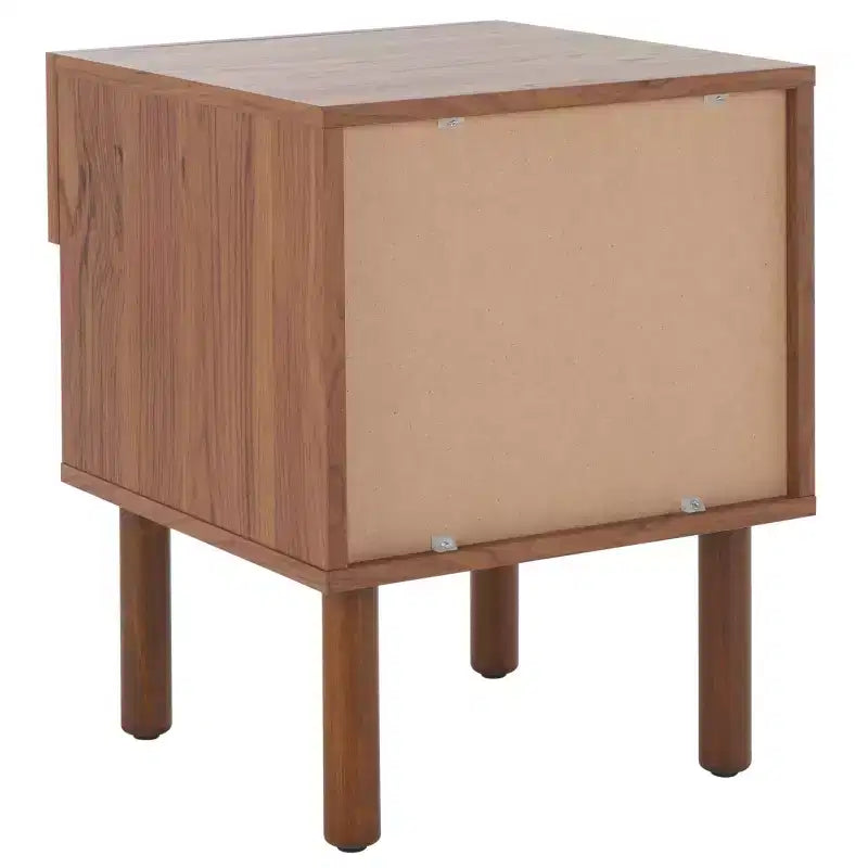 Walnut Natural Nightstand with Drawer and Open Shelf