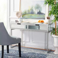 2 Drawer Mirrored Desk - Silver/Mirror