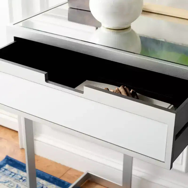 2 Drawer Mirrored Desk - Silver/Mirror