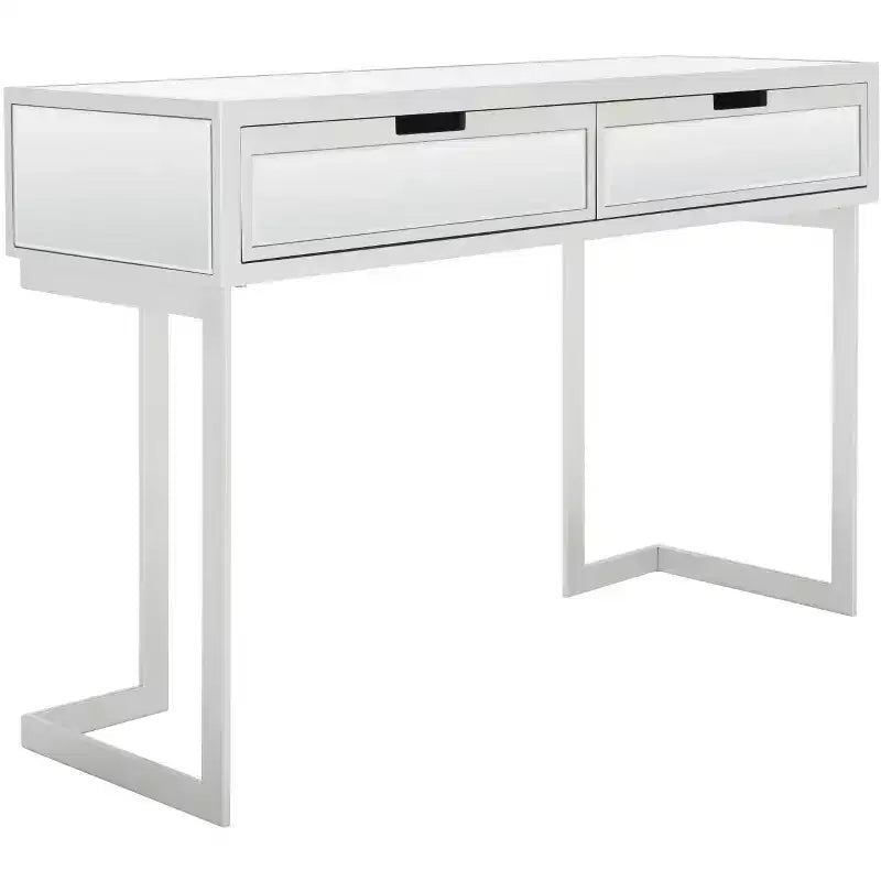 2 Drawer Mirrored Desk - Silver/Mirror