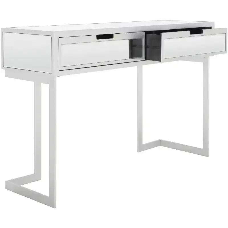 2 Drawer Mirrored Desk - Silver/Mirror