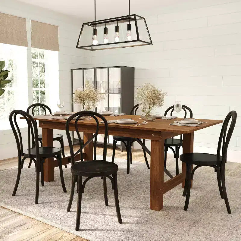 Solid Wood Stackable Dining Chair with Elegant Finish