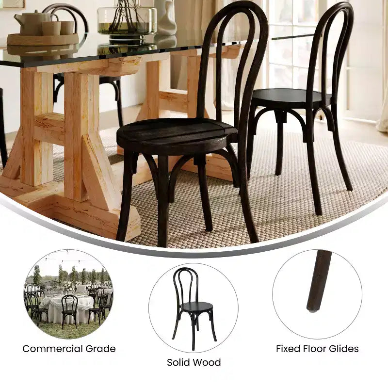 Solid Wood Stackable Dining Chair with Elegant Finish