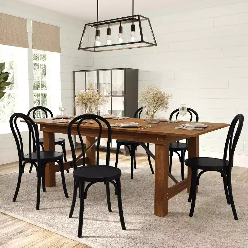 Solid Wood Stackable Dining Chair with Elegant Finish