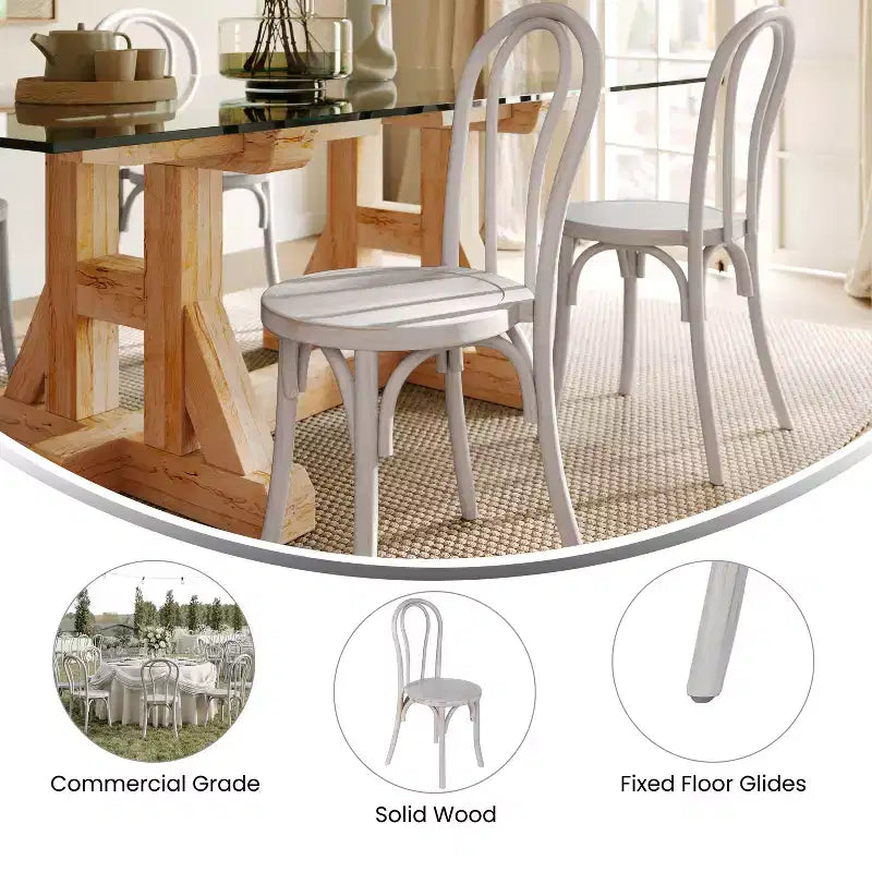 Solid Wood Stackable Dining Chair with Elegant Finish