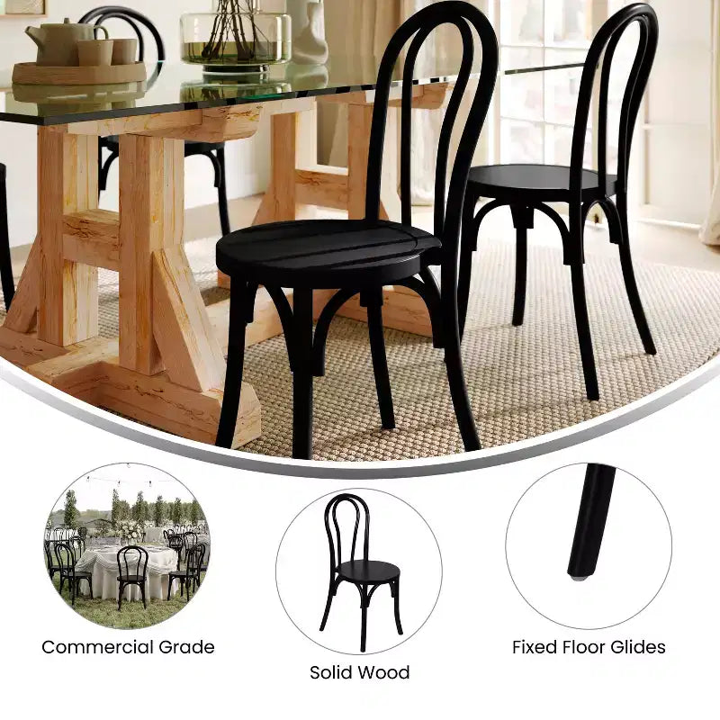 Solid Wood Stackable Dining Chair with Elegant Finish