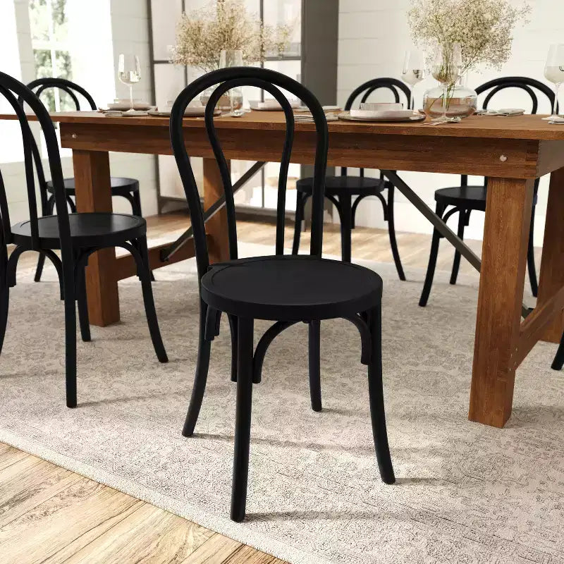 Solid Wood Stackable Dining Chair with Elegant Finish
