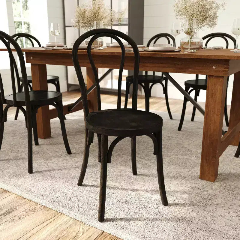Solid Wood Stackable Dining Chair with Elegant Finish