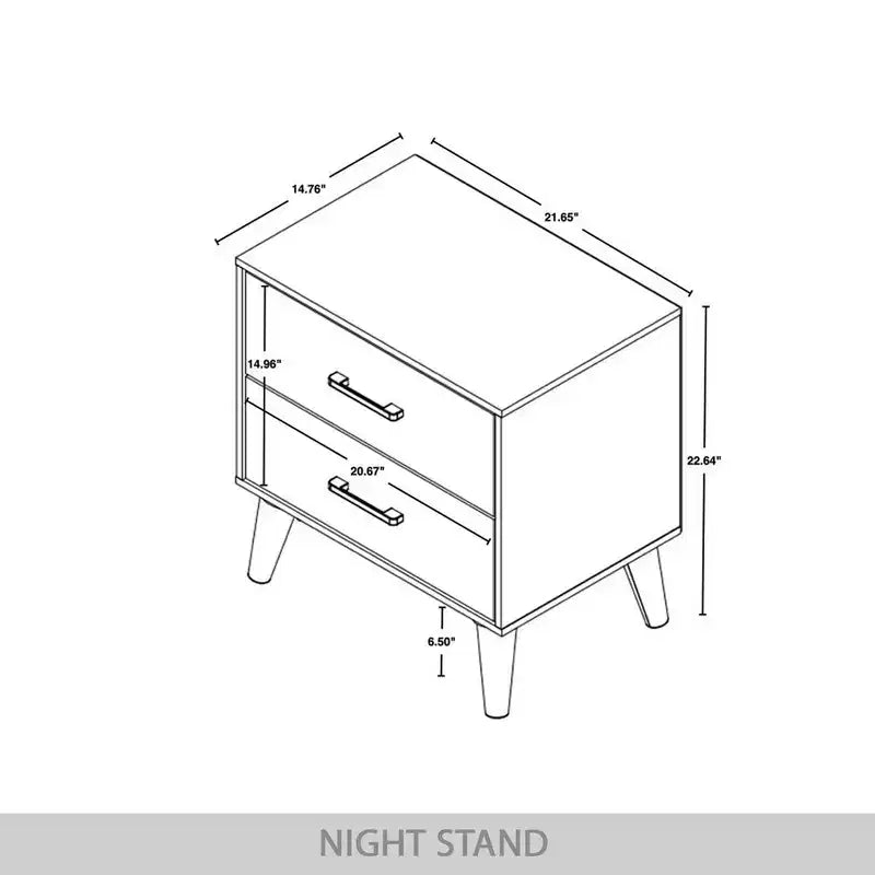 Nightstand with 2 Drawers