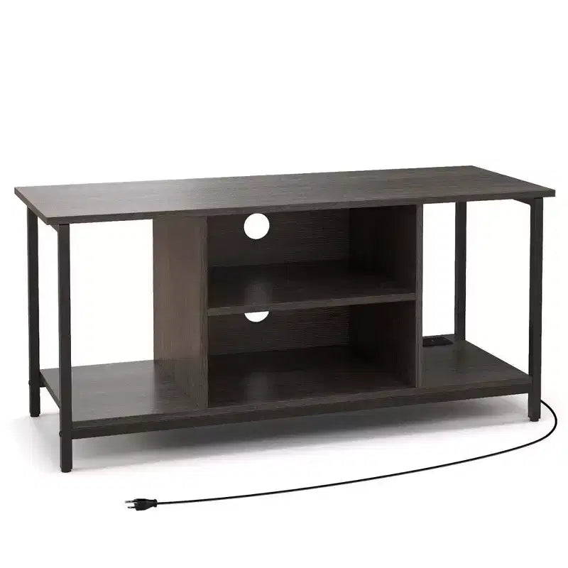 TV Stand with Power Outlet USB & Type-C Port 3-Tier TV Console Table Grey