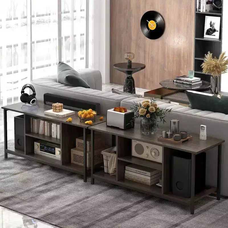 TV Stand with Power Outlet USB & Type-C Port 3-Tier TV Console Table Grey