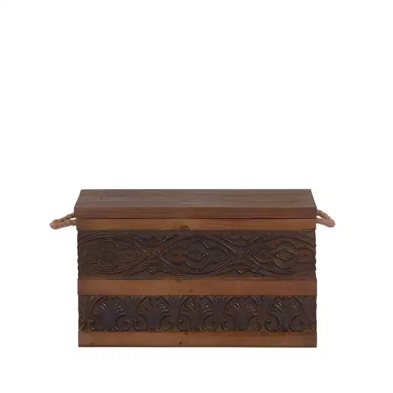 Decorative Trunk, Embossed Metal, Small, Walnut and Almond Stain