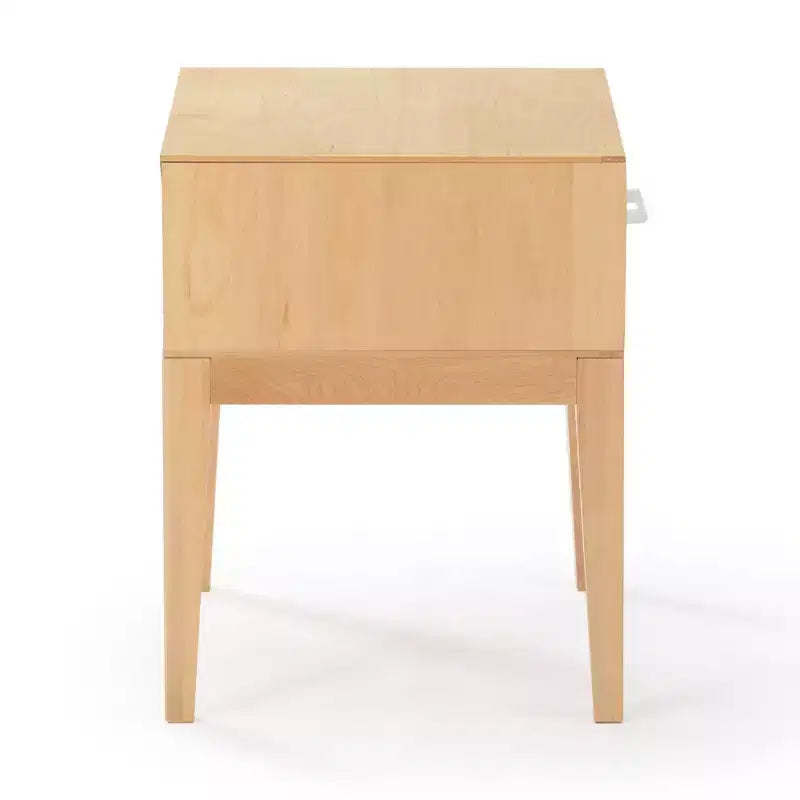 Wood Nightstand with 1 Drawer, Wooden Side Table for Bedroom Storage, Bedside End Table, White/Birch