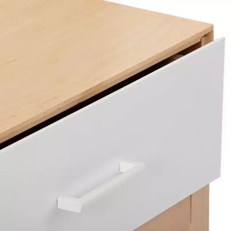 Wood Nightstand with 1 Drawer, Wooden Side Table for Bedroom Storage, Bedside End Table, White/Birch