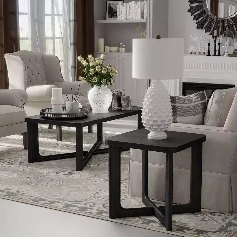 24 in. W Square Wood End Table with Round Corners